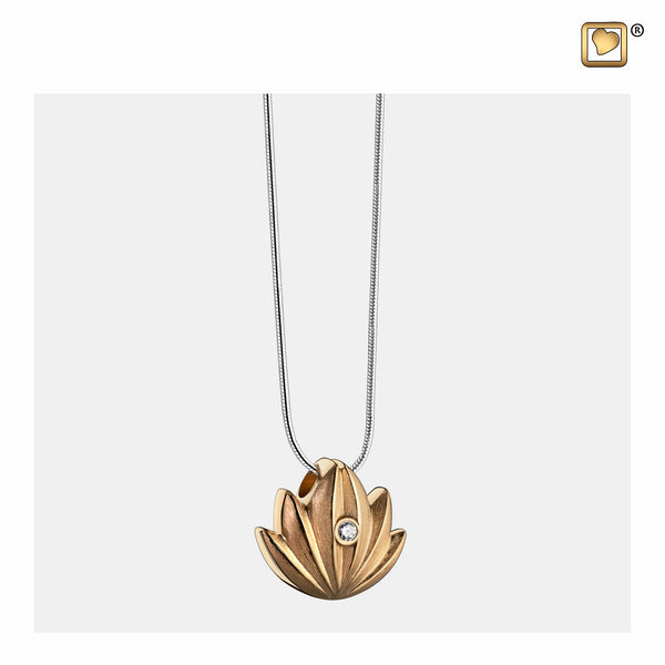 Pendant: Lotus - Gold Vermeil Two Tone w/Clear Crystal - PD1301