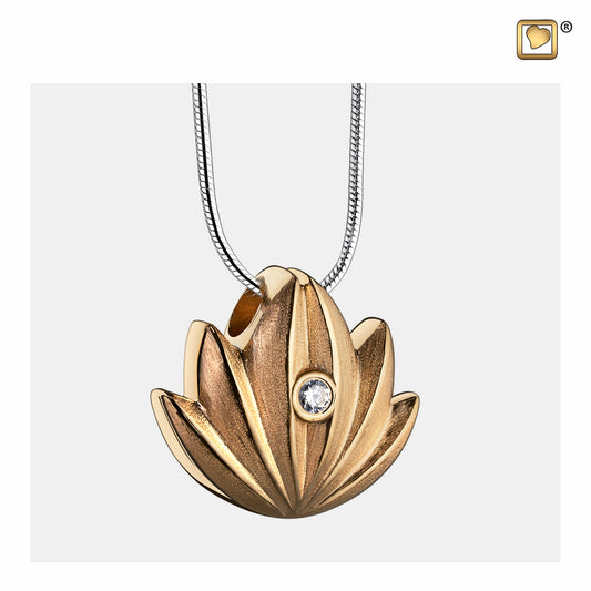 Pendant: Lotus - Gold Vermeil Two Tone w/Clear Crystal - PD1301*