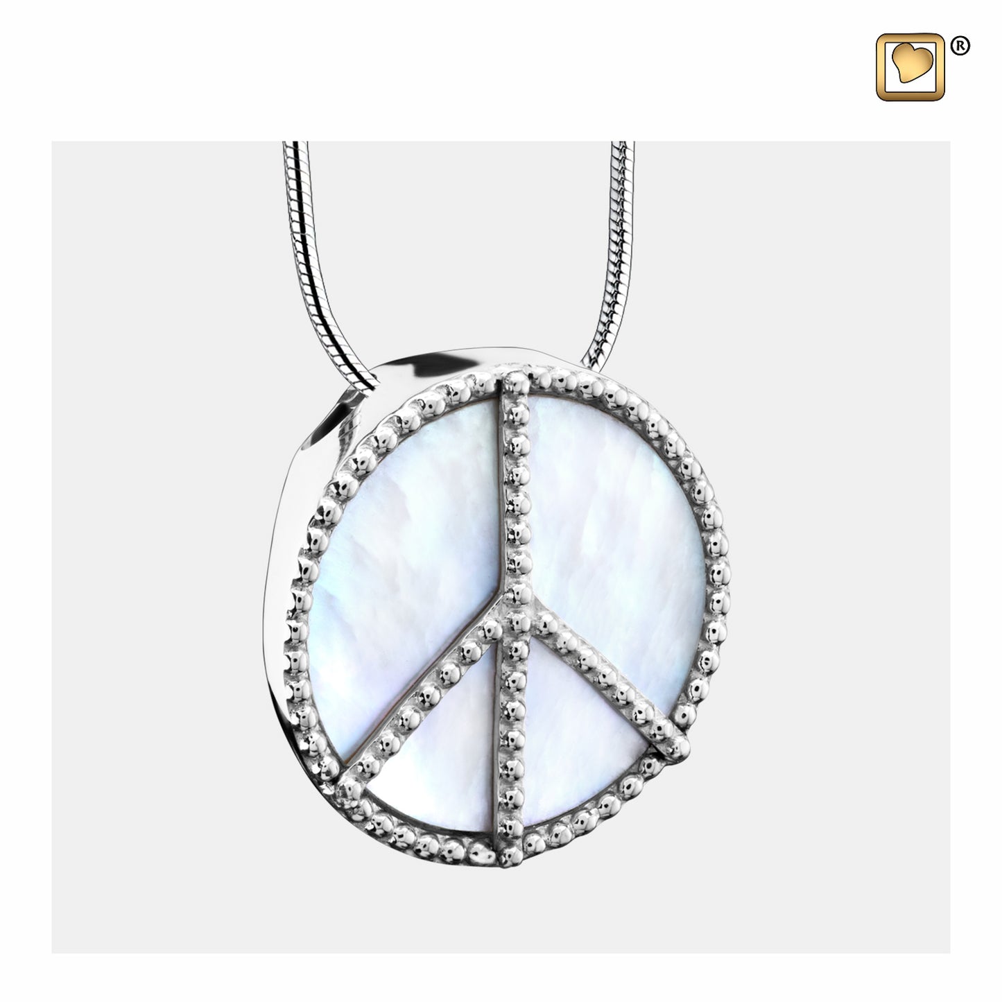 Pendant: Peace Mother of Pearl - Rhodium Plated - PD1320*