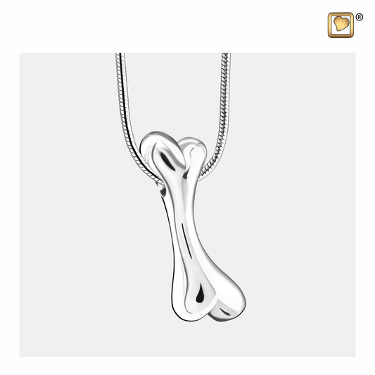 Pendant: Dog Bone - Rhodium Plated  - PD1410