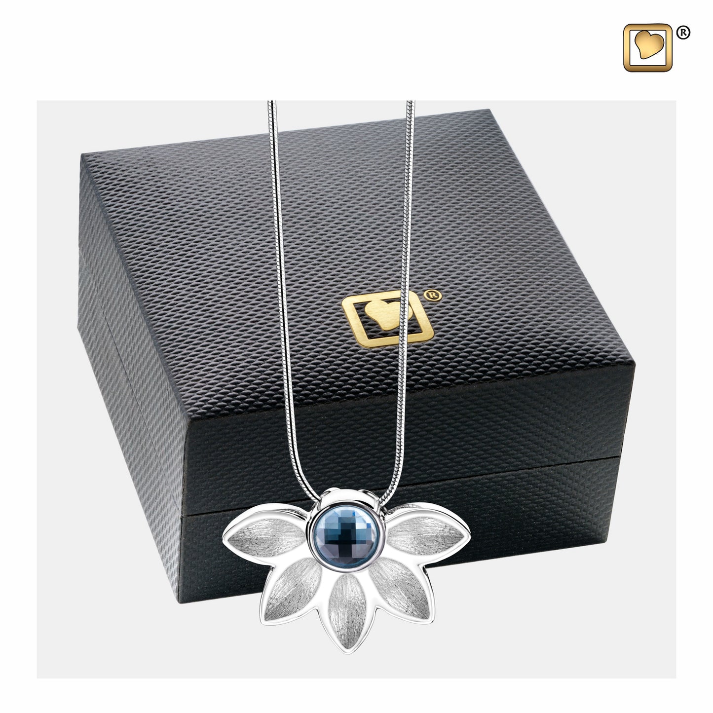 Pendant:  Azure - Rhodium Plated Two Tone w/Blue Crystal - PD1450*