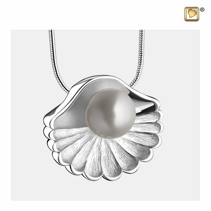 Pendant: Sea Shell Pearl - Rhodium Plated Two Tone - PD1480*