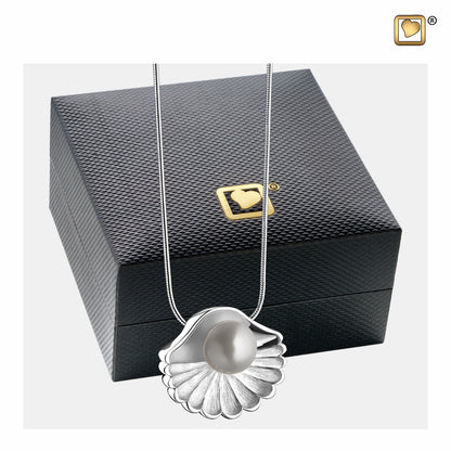 Pendant: Sea Shell Pearl - Rhodium Plated Two Tone - PD1480*