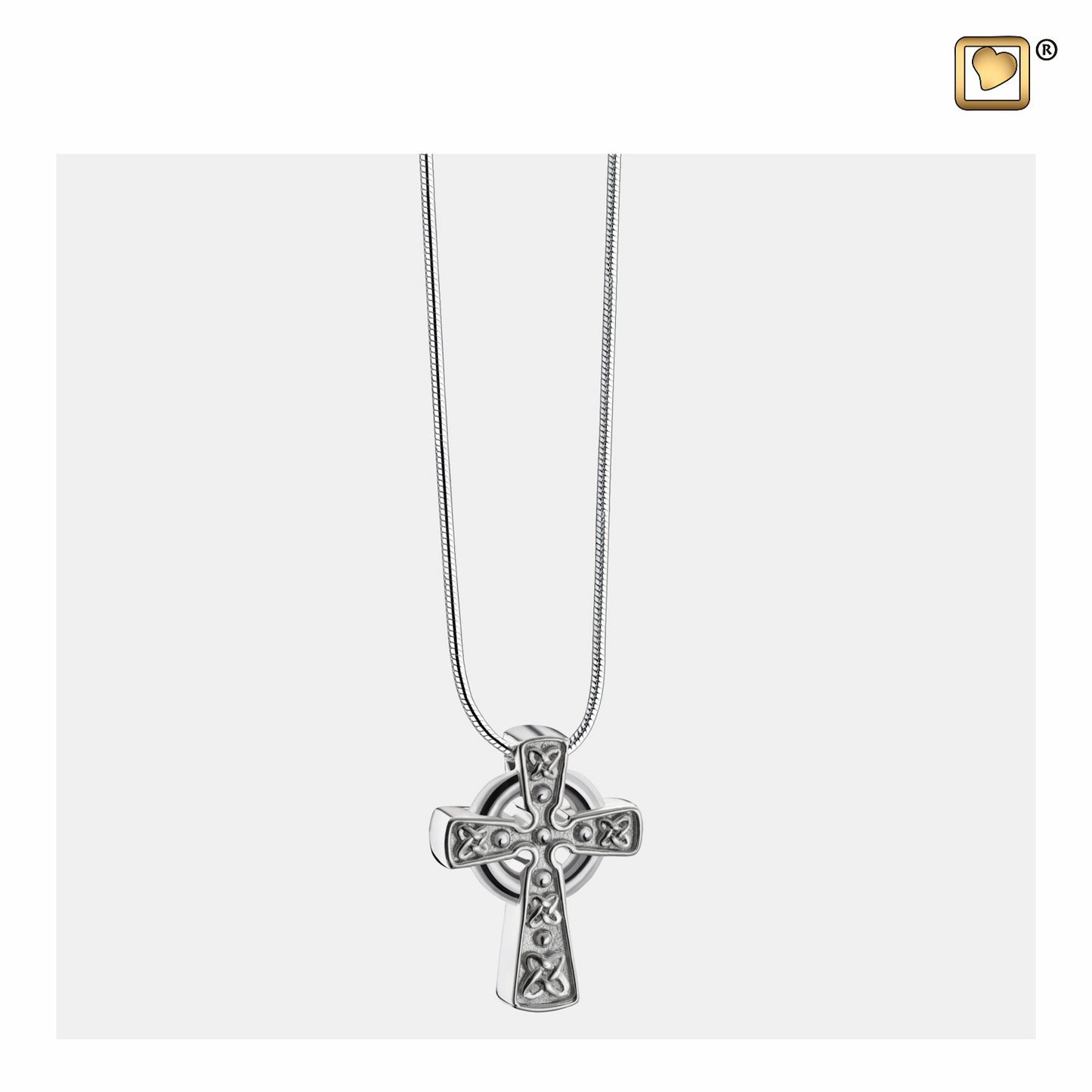 Pendant: Celtic Cross w/Knots - Rhodium Plated Two Tone - PD1492