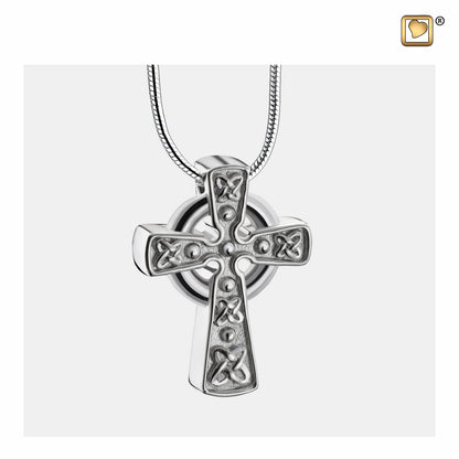 Pendant: Celtic Cross w/Knots - Rhodium Plated Two Tone - PD1492