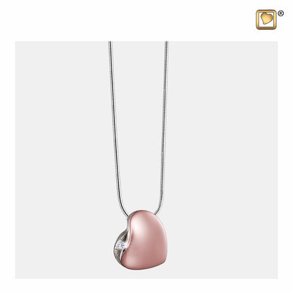 Pendant: Leaning Heart - Rose Gold Vermeil w/Crystal - PD1530