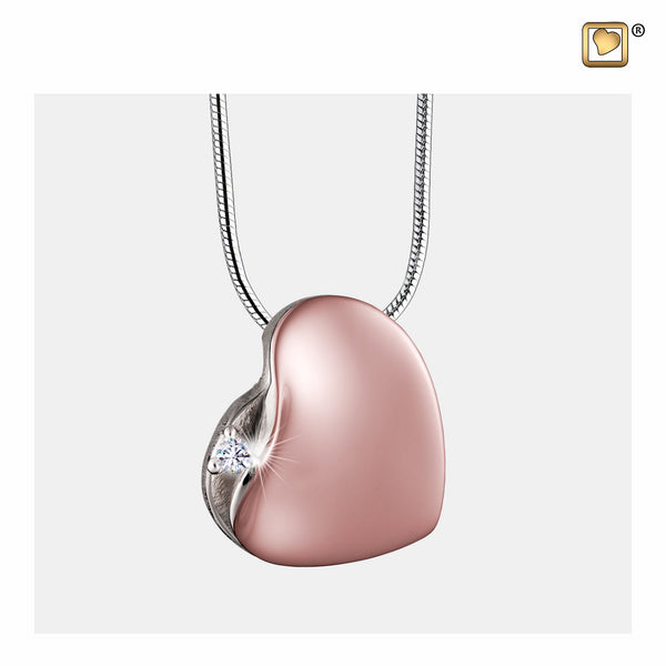 Pendant: Leaning Heart - Rose Gold Vermeil w/Crystal - PD1530